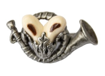 Anstecker Jagdhorn mit Grandl Hutschmuck  Anstecknadel